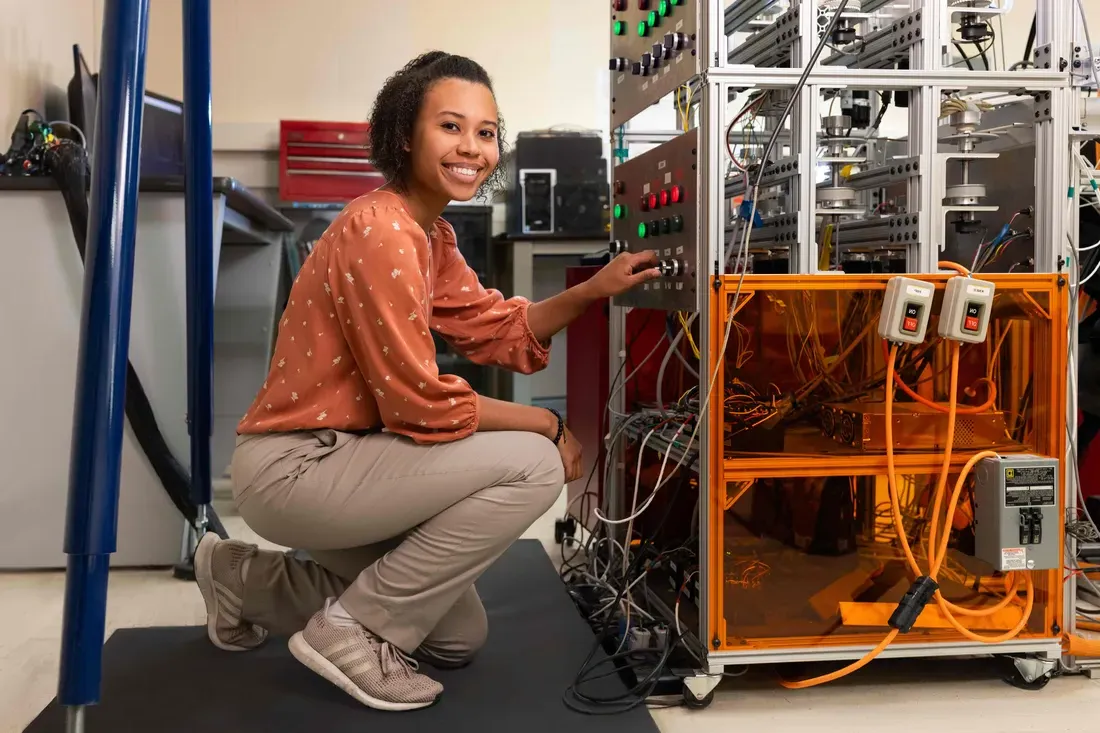 Biomedical Engineering student working on a project in Link Hall.